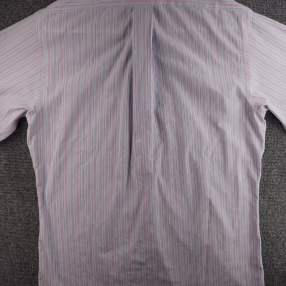 Brooks Brothers Button-Down Blue Pink Cotton 15.5 34 Non-Iron Striped Classic - Picture 15 of 16